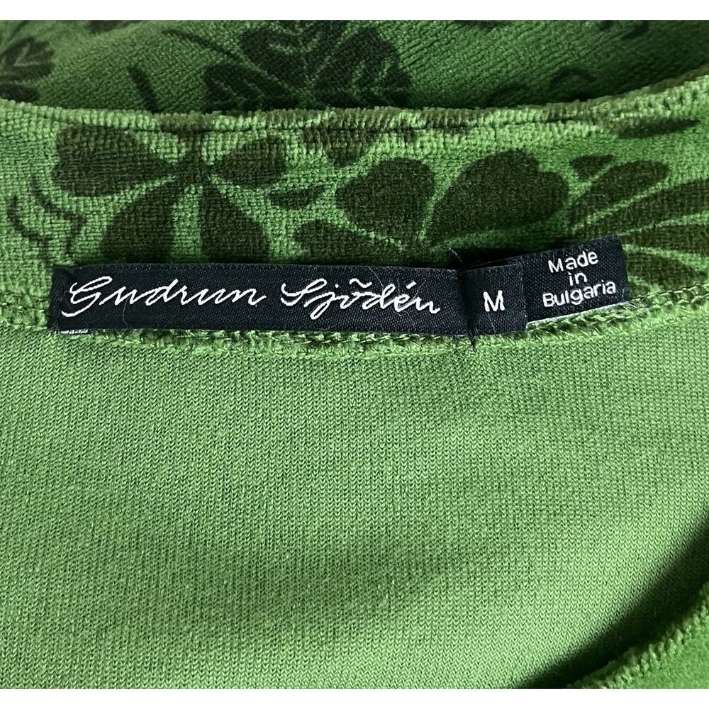 Gudrun Sjoden Velour Selma Button Dress Green Lagenlook Minimalist Size Medium - Picture 8 of 9